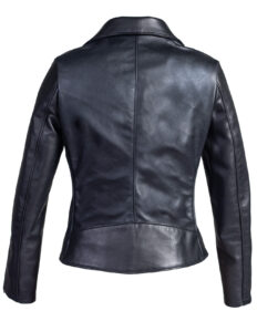 Women Black Moto Jacket - Mauve Tree - Image 2