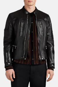 Men Classic Black Biker Jacket - Image 3
