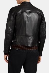 Men Classic Black Biker Jacket - Image 2