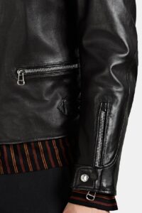 Men Classic Black Biker Jacket - Image 4