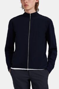 Men Dark Blue Fleece Jacket - Image 3