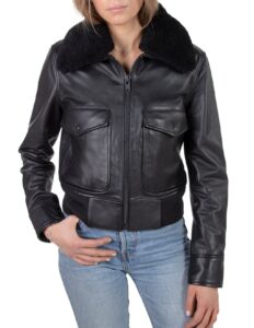 Women Shearling Bomber Jacket - Mauve Tree - Image 3