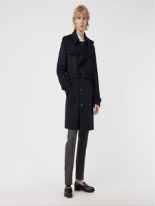 Men Rich Black Wool Trench - Image 3