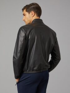 Men Rich Black Biker Jacket - Image 2