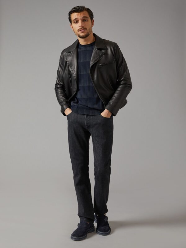 Men Mate Black Leather Jacket