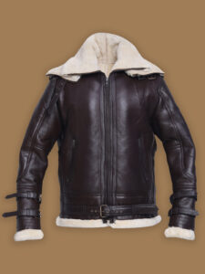 Men Jet Black Shearling Jacket