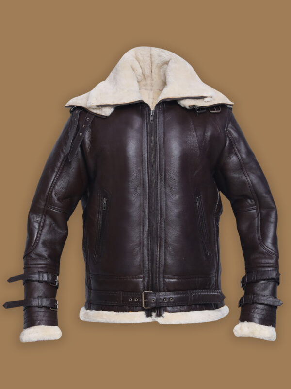 Men Jet Black Shearling Jacket