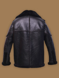 Men Pure Black Sheepskin Leather Jacket - Image 2