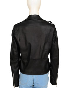 Women Black Biker Jacket - Image 2