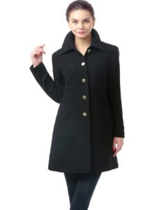 Women Black Long Wool Trench