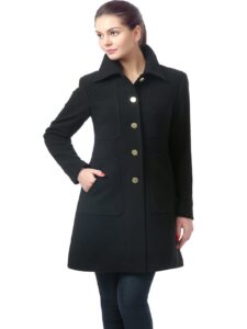 Women Black Long Wool Trench - Image 4