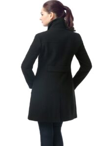 Women Black Long Wool Trench - Image 2