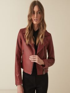 Women Red Leather Jacket - Image 3
