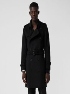 Men's Black Wool Trench Coat - Image 3