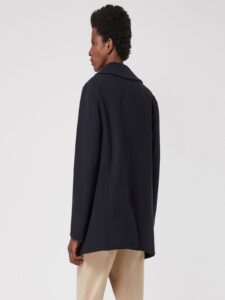 Men Black Pea Coat - Image 2