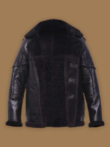 Men Pure Black Sheepskin Leather Jacket - Image 4
