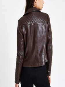 Women Dark Brown Leather Jacket - Image 2