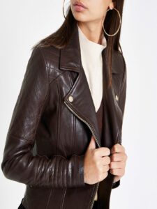 Women Dark Brown Leather Jacket - Image 4
