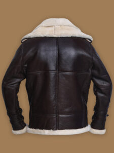 Men Jet Black Shearling Jacket - Image 2