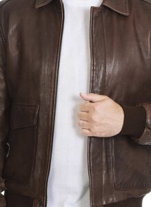 Symbolic Brown Leather Jacket - Image 2