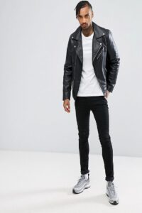Men Pure Black Leather Jacket