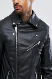 Men Pure Black Leather Jacket - Image 3
