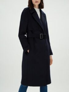 Women Dark Blue Long Trench - Image 3