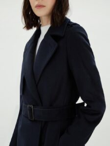 Women Dark Blue Long Trench - Image 4