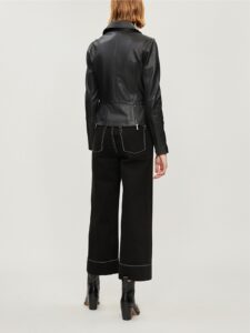 Women Pitch Black Leather Jacket - Image 2