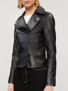 Women Pitch Black Leather Jacket - Image 3