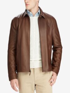 Men Bison Brown Leather Jacket - Image 3
