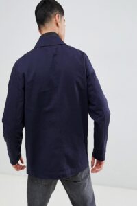 Men Navy Blue Cotton Jacket - Image 2