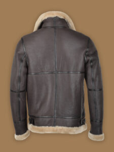 Men Dark Brown RAF Shearling Jacket - Image 2