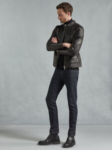 Men Simple Black Biker Leather Jacket