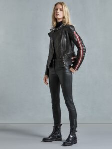 Women Moto Black Leather Jacket - Mauve Tree