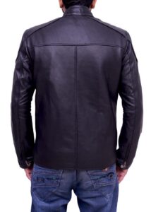 Men's Dark Blue Leather Jacket - Image 2