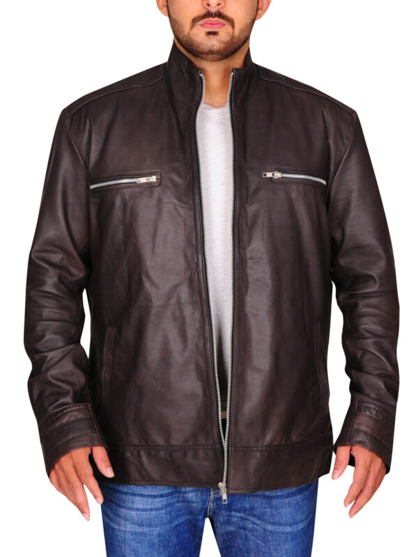 Simple Brown Slim Fit Jacket
