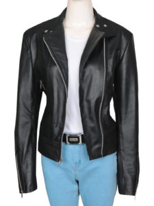 Simple Women Black Leather Jacket