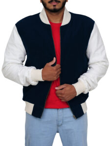 White & Blue Bomber Jacket