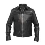 Men Black Bomber Leather Jacket