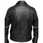Men Black Bomber Leather Jacket - Image 2