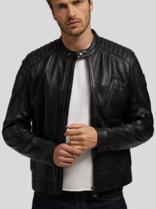 Appealing Dark Black Real Leather Jacket - Mauve Tree - Image 2