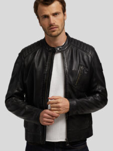 Appealing Dark Black Real Leather Jacket - Mauve Tree
