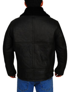 B3 Aviator Bomber Sheepskin Black Jacket - Image 3