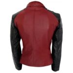 Women Red & Black Leather Jacket - Image 2