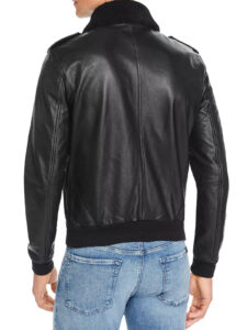 Black Appealing Bomber Real Leather Jacket - Mauve Tree - Image 2