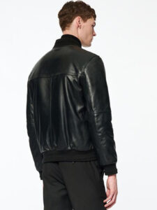 Mens Bold Black Insulating Lambskin Leather Jacket - Image 3