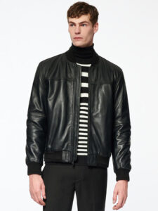Mens Bold Black Insulating Lambskin Leather Jacket