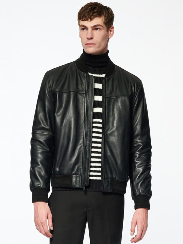 Mens Bold Black Insulating Lambskin Leather Jacket