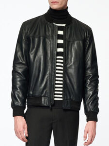 Mens Bold Black Insulating Lambskin Leather Jacket - Image 2